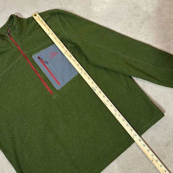 LL Bean Pullover Mens XL Green Half Zip Fleece Outdoors Slightly Fitted Hiking - Picture 7 of 9